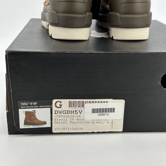 Sorel Tivoli 4 Waterproof Boots size 6 Women's Insulated Velvet Tan/Olive Green - Picture 8 of 8